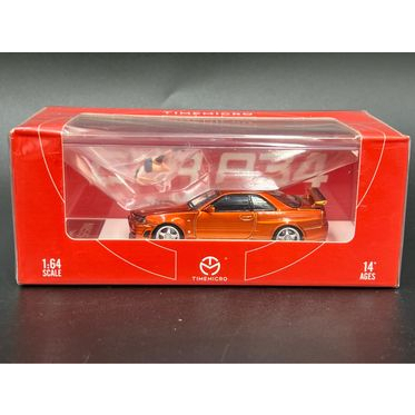 timemicro-1-64-nissan-gtr34-orange-figure-เปิดฝากระโปรงได้มีห้องเครื่องยนต์