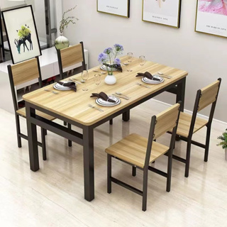 lovely ชุดโต๊ะกินข้าว พร้อมเก้าอี้ 4 ที่นั่ง (ประกอบง่าย) ชุดโต๊ะเก้าอี้ 120x60x75 cm ท็อปไม้ MDF เคลือบเมลามีน