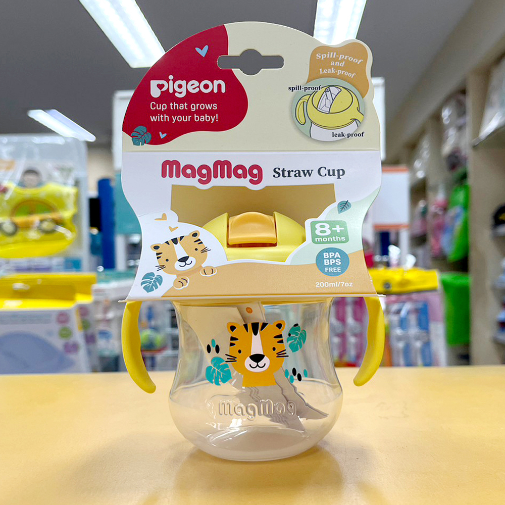 pigeon-ถ้วยหัดดื่ม-mag-mag-straw-cup-สีเหลือง