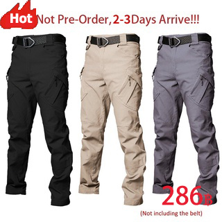 【มาถึง 1-2 วัน】กางเกงยุทธวิธีผู้ชายหลายกระเป๋า IX7/IX9 กองทัพทหารกางเกงคาร์โก้กันน้ำสำหรับผู้ชาย