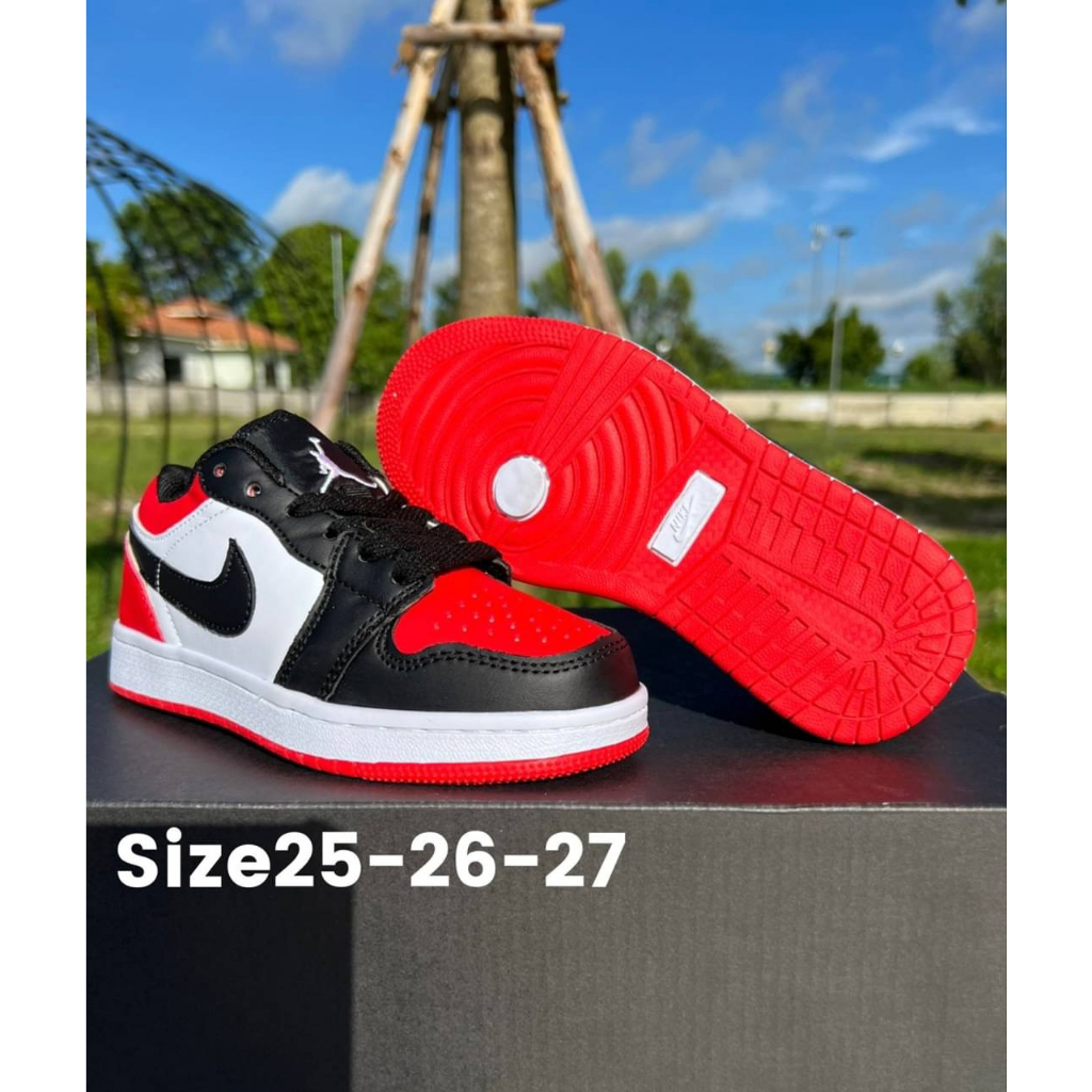 รองเท้าผ้าใบเด็ก-จอแดน-สีแดงดำ-s-25-36-ใส่สบาย-v38b009