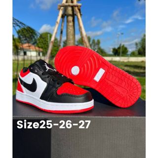 รองเท้าผ้าใบเด็ก จอแดน สีแดงดำ S.25-36 ใส่สบาย  V38B009