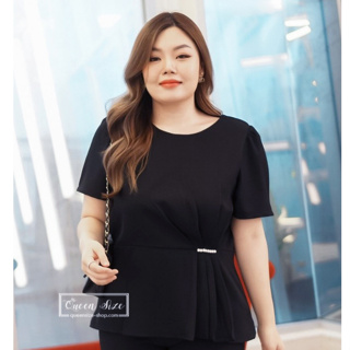 Kylie-สีดำ เสื้อไซส์ใหญ่สำหรับสาวอวบสาวอ้วน อก 42,46,50 นิ้ว  Plus size Fashion Bigsize