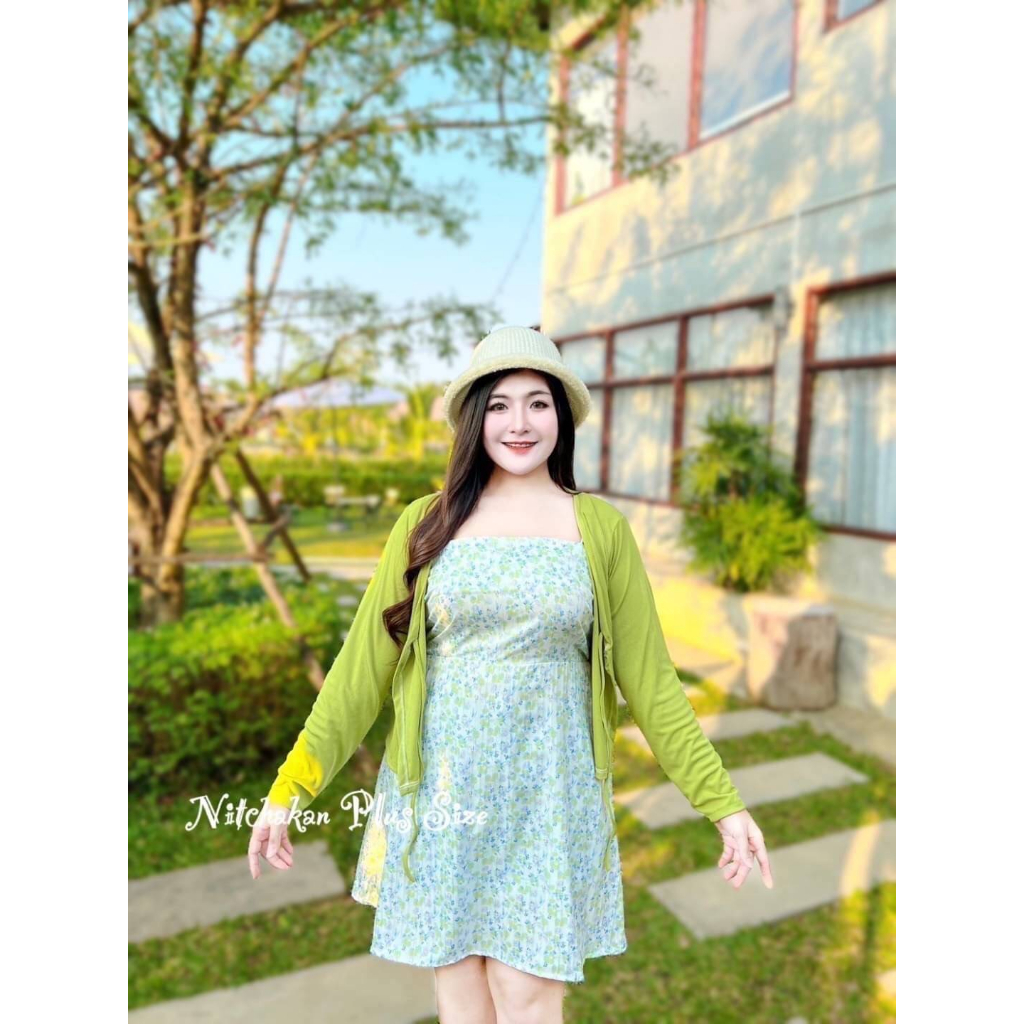 plussize-เดรสคนอ้วน-l-40-46-xl-48-56-สม๊อคหลัง-ยาว-36-42-แล้วแต่ผูกเชือก