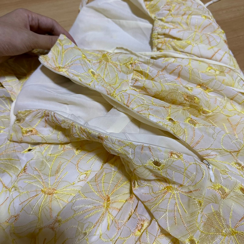 size-xs-s-pomelo-dress-เดรสสายเดี่ยว-เปิดหลัง-กระโปรงบาน-ผ้าปักลายดอกไม้