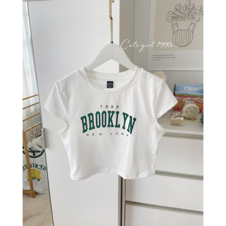 ST991 เสื้อครอปเอวลอย แขนกุด สกรีน BROOKLYN ป้าย SHEIN 🦋