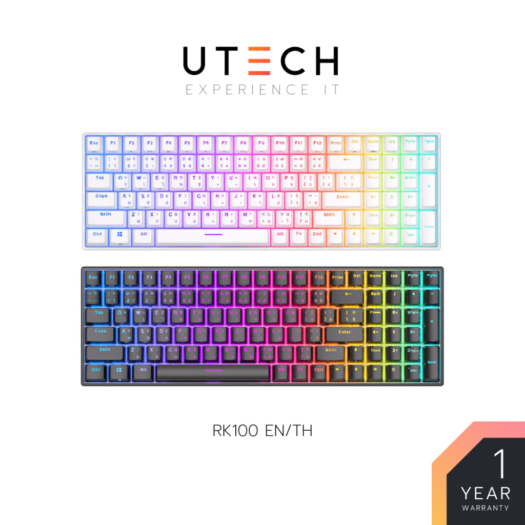 คีย์บอร์ด Royal Kludge Keyboard RK100 คีย์ไทยไฟลอด Hotswap RGB Wireless ...