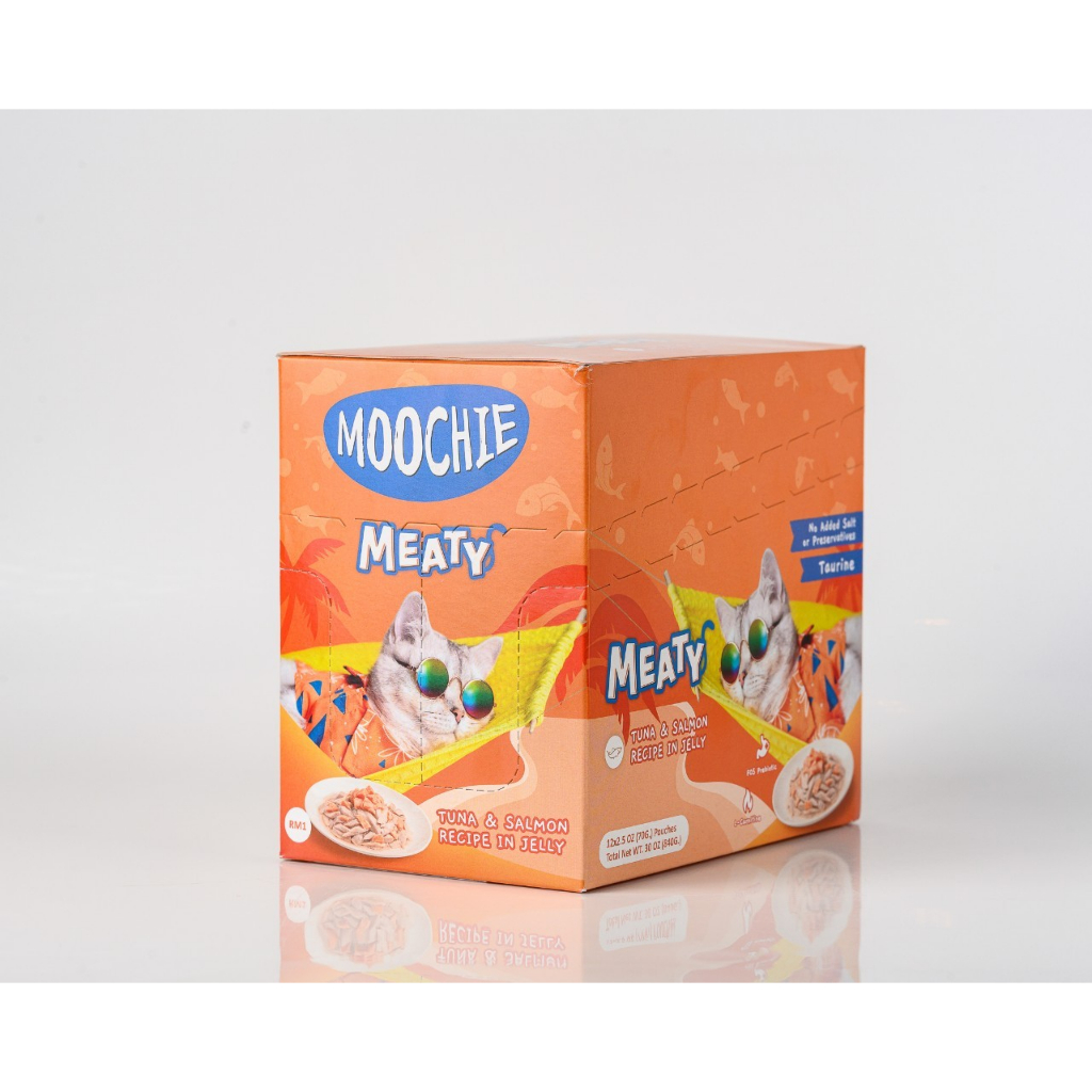 ยกโหล-moochie-meaty-มูชี่-อาหารเปียกแมวเพื่อสุขภาพ-ไม่เติมเกลือ-โหล-x12-ซอง