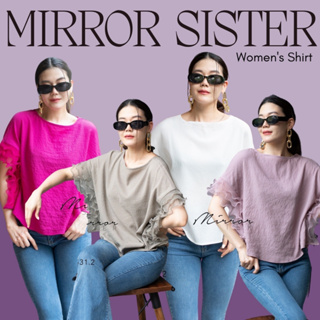 🔖ป้าย Mirrorsister 30531.2 เสื้อทรงค้างคาว ทรงสวยเก๋ใส่ง่าย คอกลม ด้านข้างแต่งพลีทระบาย เนื้อผ้าบางเบาใส่สบาย