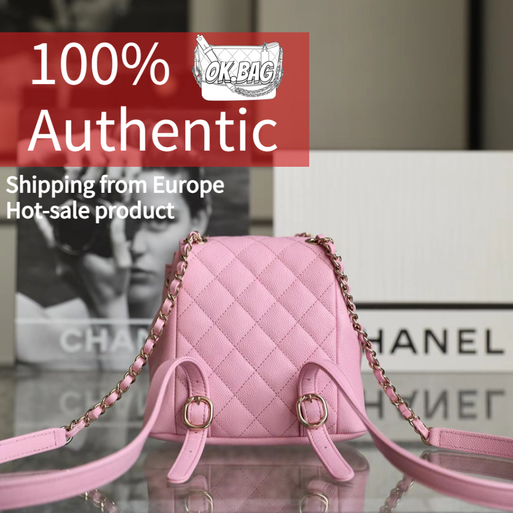 ชาแนล-chanel-23p-cowhide-small-pink-backpack-สุภาพสตรี-กระเป๋าสะพายไหล่