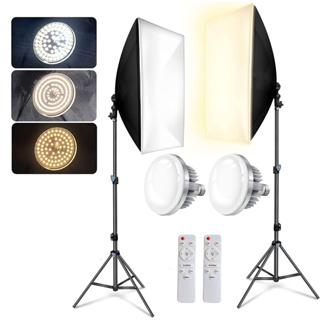 Softbox Photography Lighting Kit Photo Studio Equipment &amp; Continuous Lighting System with LED Bulbs for Live Stream