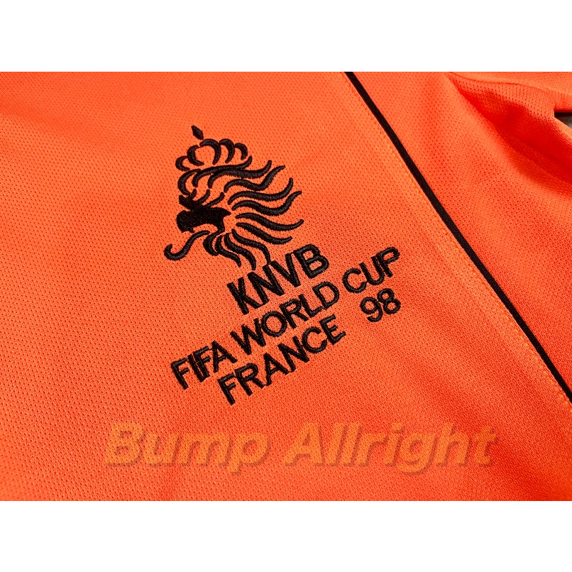 retro-เสื้อฟุตบอลย้อนยุค-vintage-ทีมชาติ-ฮอลแลนด์-เหย้า-holland-1998-8-bergkamp-9-kluivert-เสื้อเปล่า