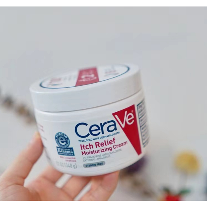 การส่งของแท้-cerave-itch-relief-moisturizing-cream-340g-สำหรับผิวหนังคัน-แห้งเป็นขุย-ของแท้จากอเมริกา