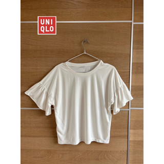 UNIQLO x cotton นิ่ม x M ขาวแขนแต่งระบาย ใหม่ อก 38 ยาว 21  Code : 767(6)