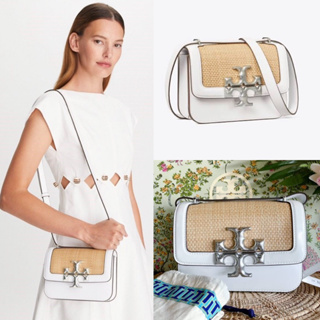 🎀 (สด-ผ่อน) กระเป๋า 7.6นิ้ว 139948 Shop TORY BURCH  ELEANOR STRAW SMALL CONVERTIBLE SHOULDER BAG