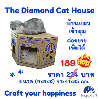 บ้านแมว เข้ามุมประหยัดพื้นที่ The Diamond Cat House  (DIYรักษ์โลก)