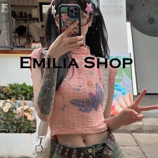 EMILIA SHOP เสื้อยืด เสื้อครอป  ins 2023 ใหม่  A20K0O8 0621