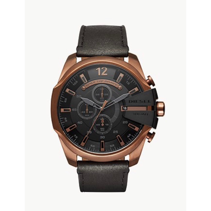 นาฬิกา-diesel-mens-mega-chief-chronograph-copper-tone-and-black-leather-watch-dz4459