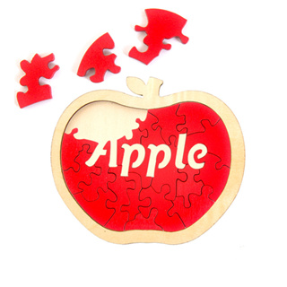 BABY&amp;BEE เด็กไม้รูปทรงแอปเปิ้ลสามมิติที่ผิดปกติจับคู่ปริศนาตัวต่อสำหรับเด็กปริศนาตัวต่อของเล่นตัวต่อ