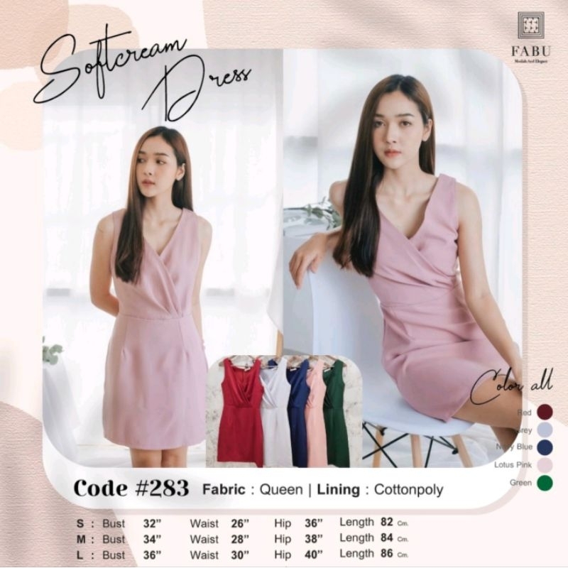 sale-50-งานป้าย-fabu-by-arinda-ของแท้-100-fabu-softcream-dress-283-เดรสแขนกุดทรงป้ายหน้า-เนื้อผ้าควีน