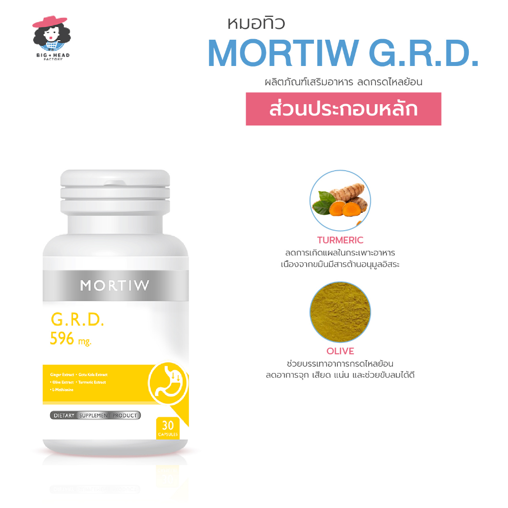 mortiw-หมอทิว-g-r-d-กรดไหลย้อน-ลมในกระเพาะ-เคลือบกระเพาะ-ลดกรด-แก้จุกเสียด-ขับลม-จีอาร์ดี-30-แคปซูล