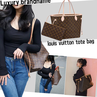 Louis Vuitton/กระเป๋าขนาดกลาง Neverfull/กระเป๋าสุภาพสตรี/กระเป๋าสะพายข้าง