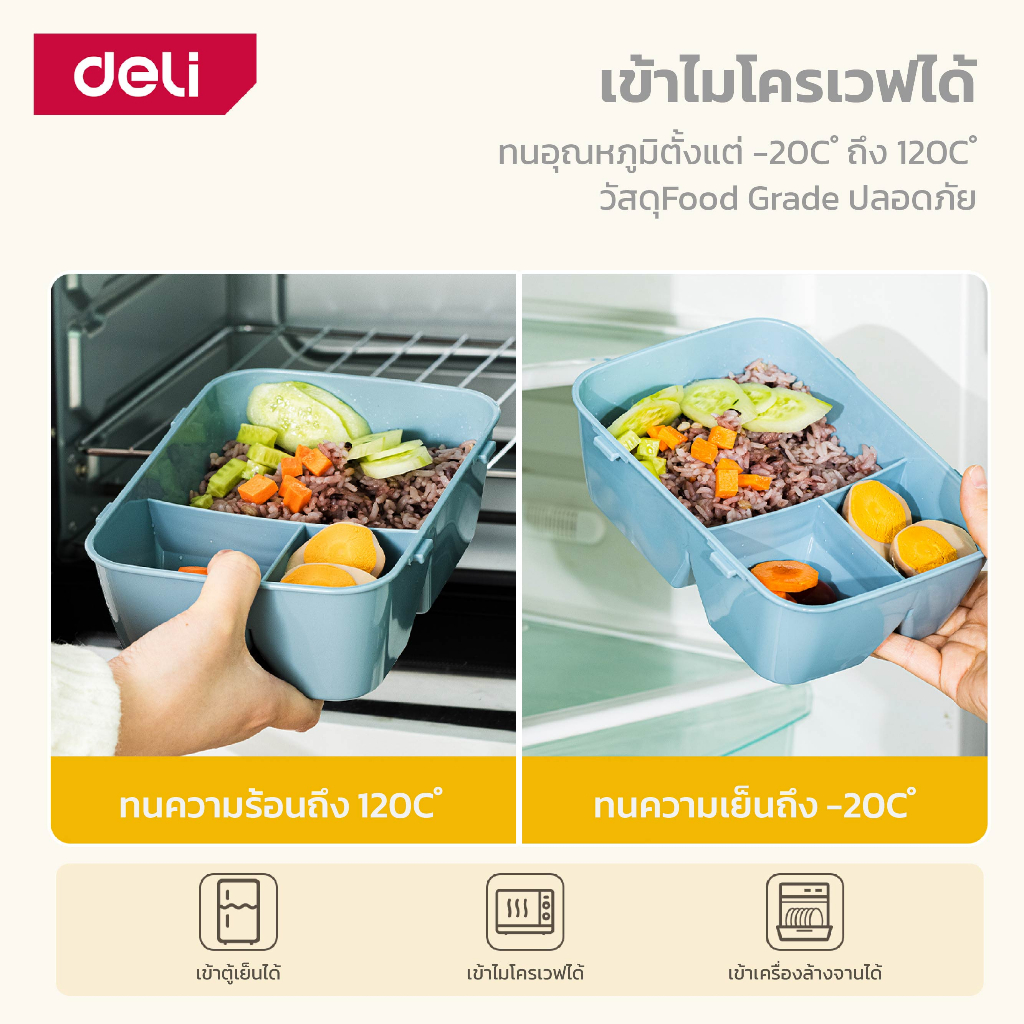 deli-กล่องใส่อาหารกลางวัน-กล่องใส่อาหาร-กล่องข้าว-สามารถเข้าไมโครเวฟ-วัสดุ-food-grade-plastic-lunch-box