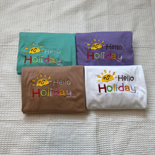 (ขายเฉพาะเสื้อ)เสื้อยืดโอเวอร์ไซส์ Oversize ผ้าคอตตอน ลาย holiday