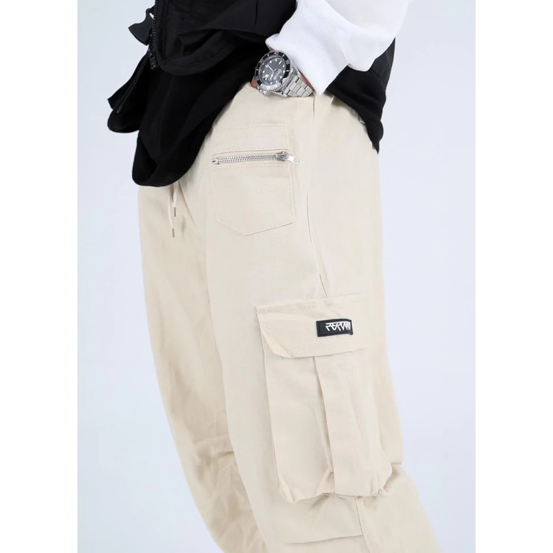 ZEROBOY - CARGO PANTS กางเกงคาร์โก้กระบอกใหญ่ 4 สี สีครีม สีดำ สีเทา สีเขียวขี้ม้า https://wayoza.com