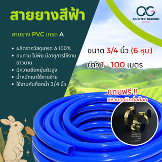 สายยางเด้ง PVCสีฟ้า ขนาด 6 หุน (3/4") ยาว 10-50 เมตร เนื้อหนา เด้ง