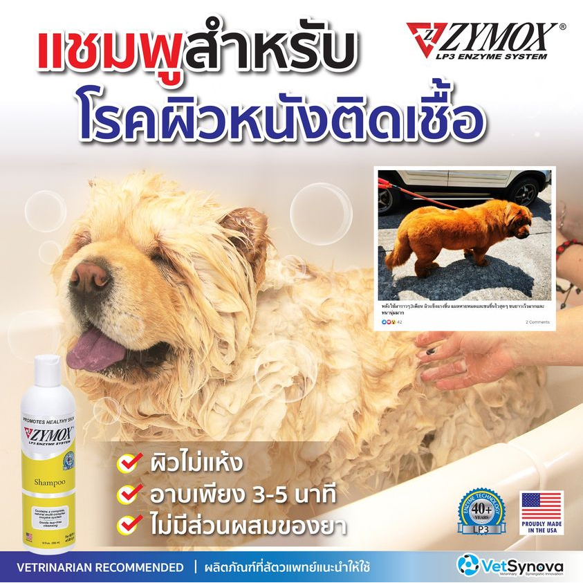 zymox-shampoo-แชมพูโรคผิวหนัง-สำหรับสัตว์เลี้ยง-เชื้อรา-ยีสต์-แบคทีเรีย-คัน-ผิวหนังอักเสบ-สำหรับสัตว์ทุกชนิด-จากusa