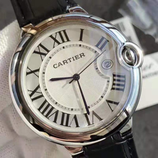 Cartier ชุดบอลลูนสีน้ำเงินเข็มขัด 40MM กลไกนาฬิกาควอทซ์สำหรับผู้ชายนาฬิกาแฟชั่น