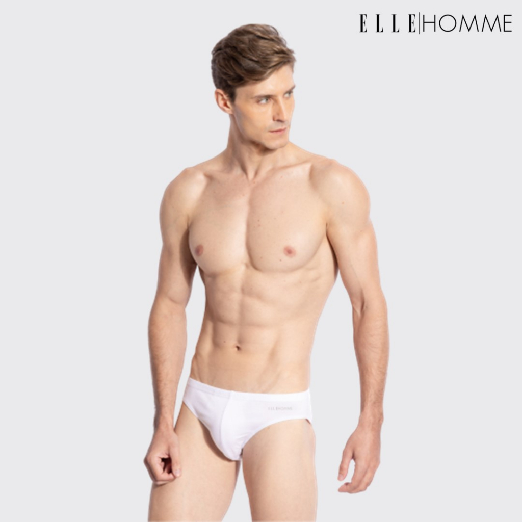 elle-homme-แพ็ค-5-ชิ้น-กางเกงในชาย-cotton-100-สีขาวล้วน-kub1909r3wh