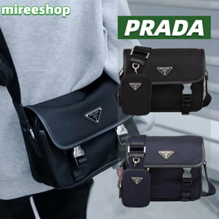 🍒ปราด้า PRADA เคสสมาร์ทโฟนหนัง Saffiano และ Re-Nylon shoulder bag