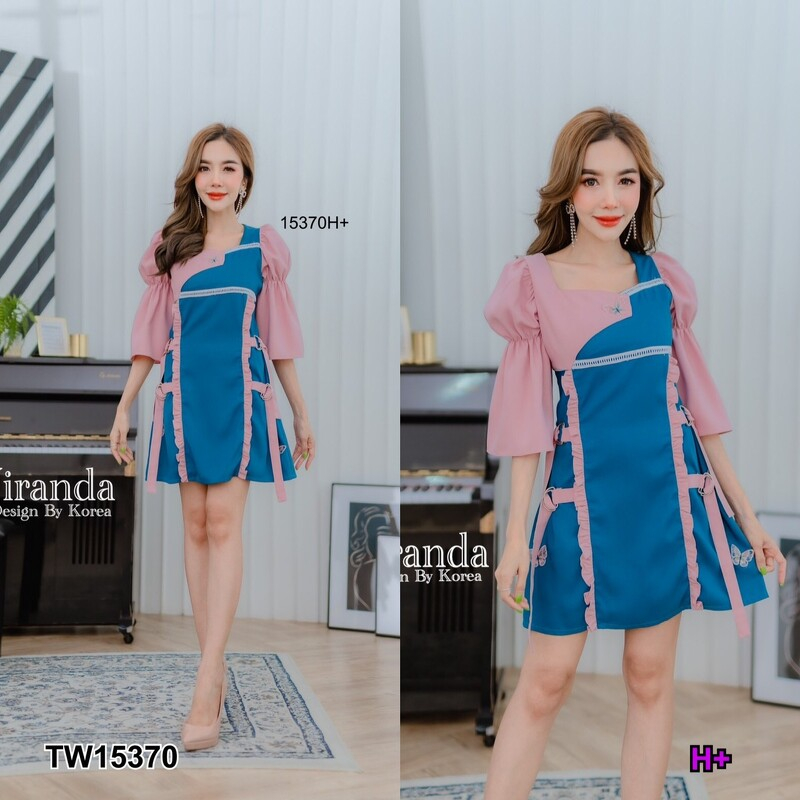 tw15370-dress-เดรสทรงแขนยาว-ไหล่พอง