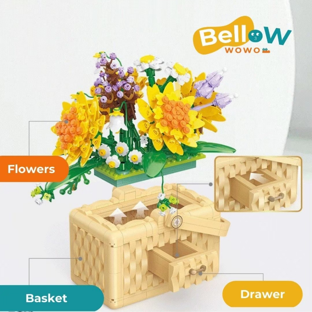 พร้อมส่ง-basket-flower-set-ตัวต่อดอกไม้ตกแต่ง-ช่อดอกไม้สวยงาม-ดอกไม้ตกแต่ง-ของขวัญครบรอบ-ของขวัญวาเลนไทน์คนพิเศษ