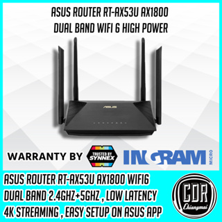 [ส่งฟรีไม่ต้องใช้CODE] ASUS เราเตอร์เล่นเกม RT-AX53U AX1800 Dual Band WiFi 6 Router High Power Router [ประกันศูนย์ 5 ปี]