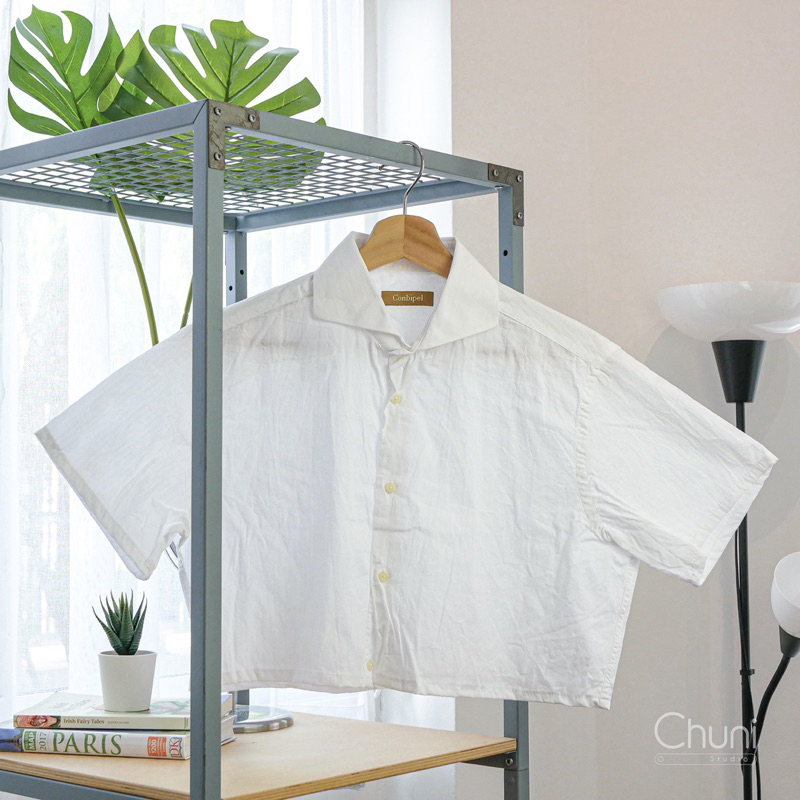 เสื้อครอปสีขาว-งานรีเมค-มือ2-สภาพใหม่-99-ซักเรียบร้อมพร้อมใส่-มีตัวเดียวในโลก