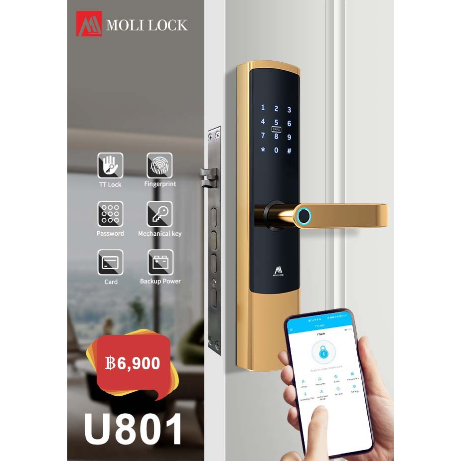 digital-door-lock-รุ่นกันน้ำ-ส่วนด้านนอก-รุ่น-u801-lt-bluetooth-built-in-gt-application-ใช้งานง่าย