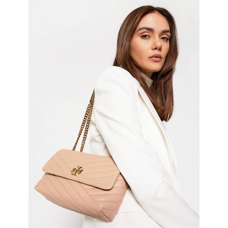 Tory burch kira chevron convertible shoulder bag devon sand sale