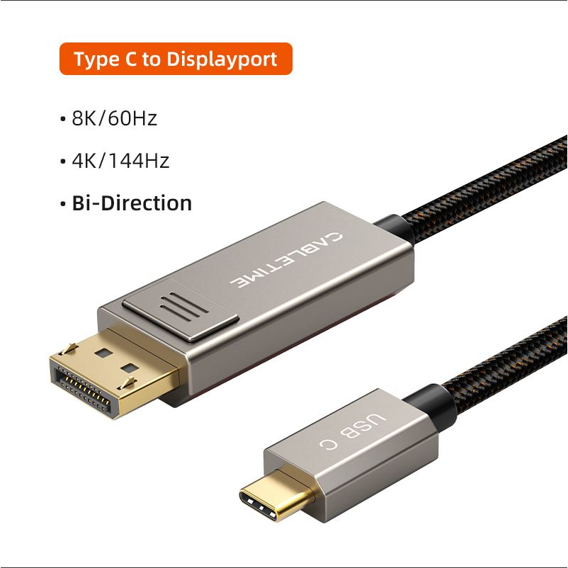 CABLETIME Type C to DP 1.4 รองรับความละเอียด 8K ความยาว 2เมตร. | Shopee ...