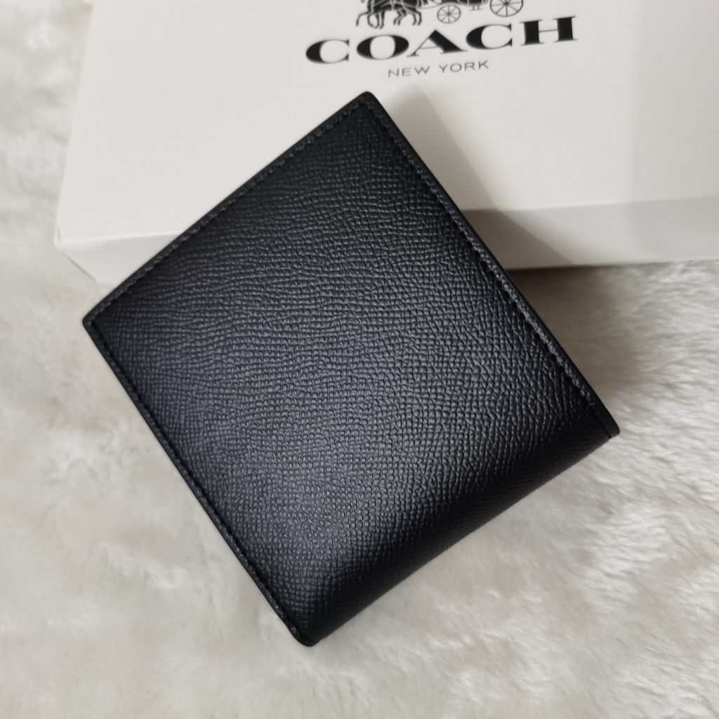 แท้-ปลอดภาษี-coac-h-กระเป๋าสตางค์ผู้ชายและผู้หญิง-กระเป๋าใส่เหรียญแบบสั้นหนัง