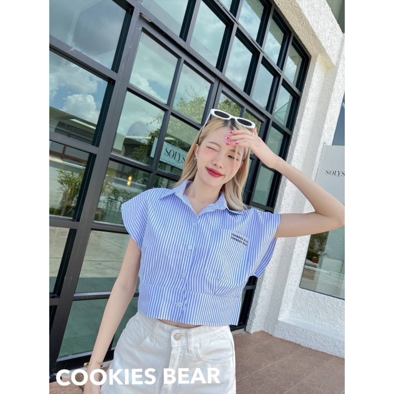 เชิ้ตแขนสั้นทรงใหม่แขนปีก-cookiesbear