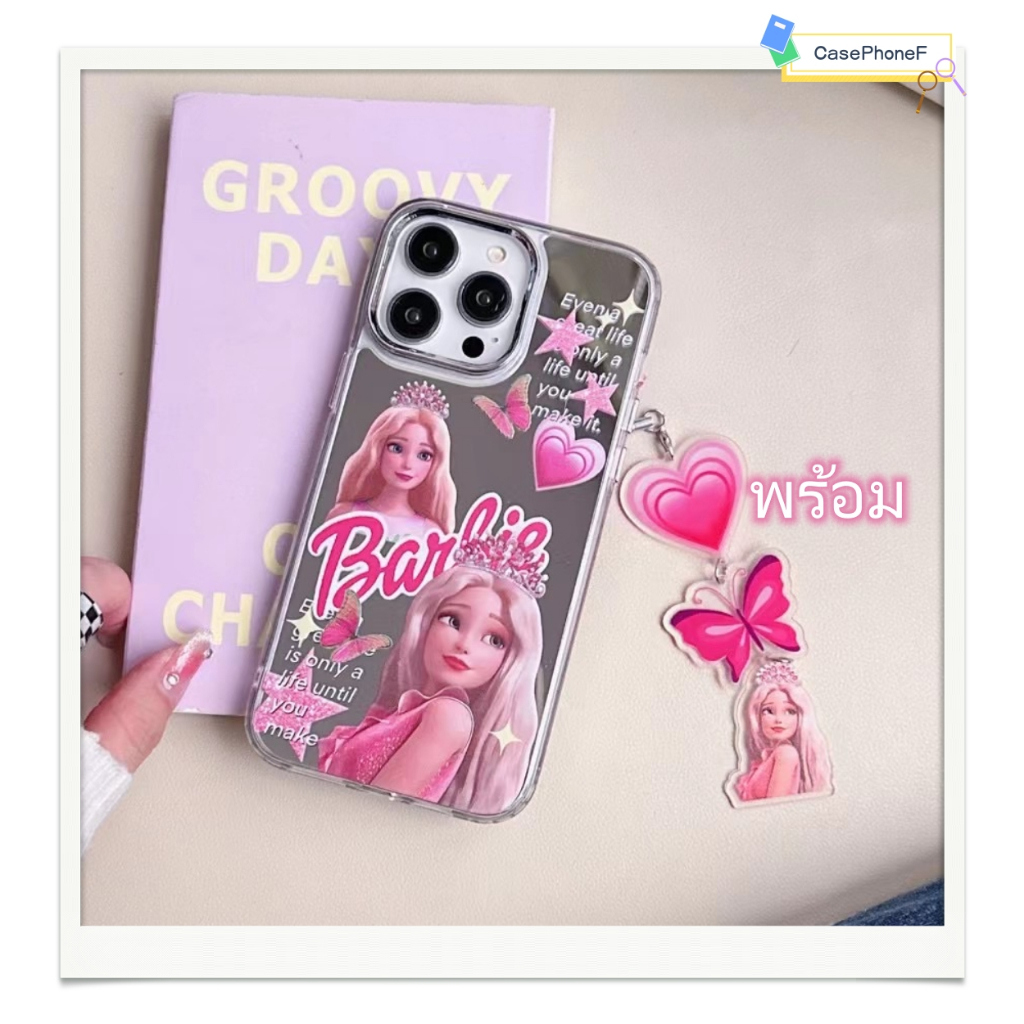 จัดส่งภายใน24ชม-เคส-for-iphone-11-14-pro-max-case-for-iphone-12-13-ป้องกันการตก-การป้องกัน-พร้อม-พื้นผิวกระจก-barbie