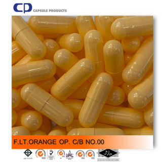 Capsule Products แคปซูลเปล่า สีส้มอ่อน F.LT.ORANGE OP. C/B (เบอร์ 00) บรรจุ 750 แคปซูล/ห่อ
