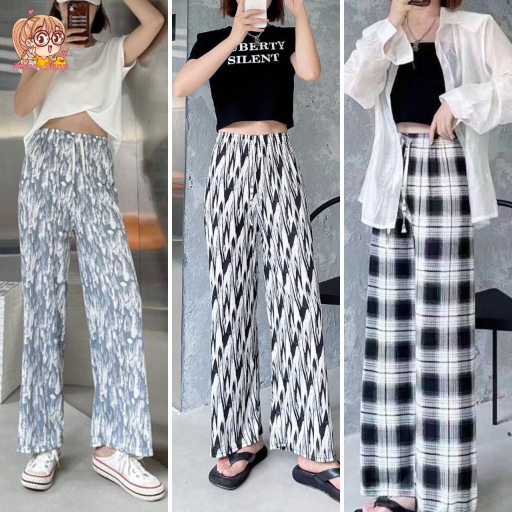 annacny-กางเกงขายาว-เสื้อผ้าแฟชั่นผู้หญิง-เอวยืด-ผ้าทิ้งตัว-ใส่สบาย-ฟรีไซส์-hy-001