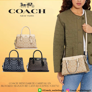 🇺🇸💯 COACH MINI DARCIE CARRYALL IN BLOCKED SIGNATURE CANVAS (CH503//CH174)