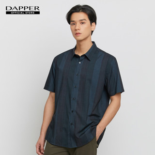 DAPPER เสื้อเชิ้ตแขนสั้น Midnight Stripe Print สีกรมท่า (BCSN1/097TP)