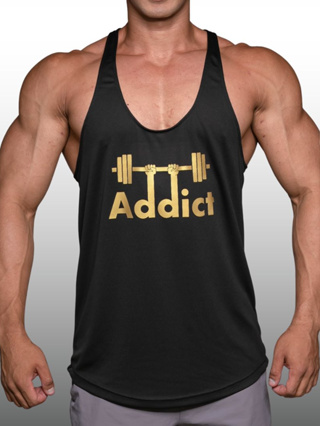 ADDICT เสื้อกล้ามเพาะกายทรงคลาสสิค Bodybuilding Dry Fit Gym Tank Top