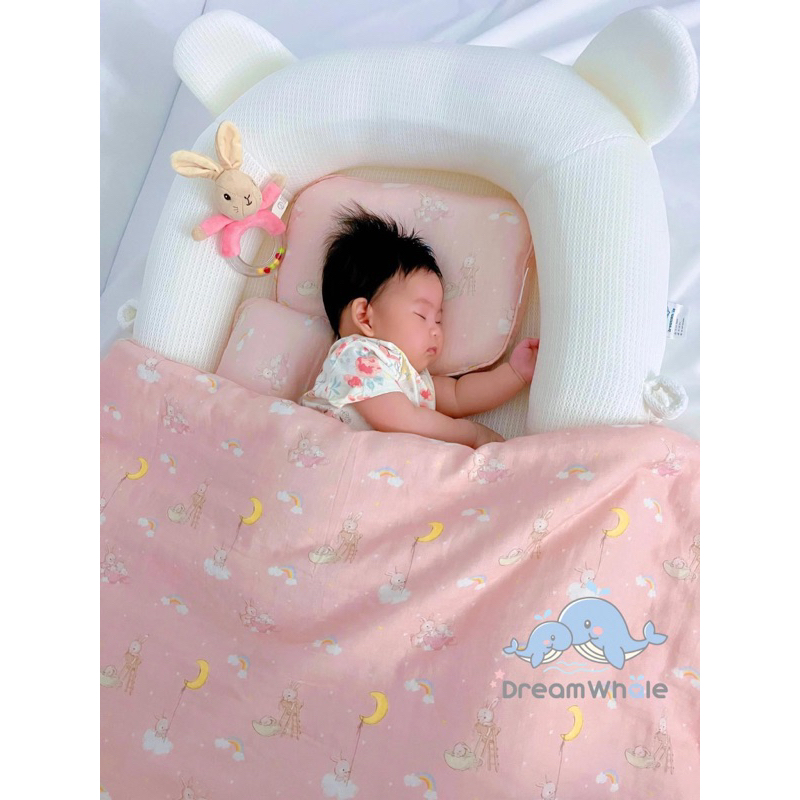 dreamwhale-ผ้าห่มเด็ก-ผ้าห่มนวมใยไผ่-2in1-นุ่มพิเศษ-พร้อมสายคล้องกันหล่น-baby-blanket-แรกเกิดขึ้นไป-ลายน่ารัก-100-100-cm